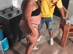Horny Latina Neighbor Fucks Me Hard in the Kitchen - Big Tits & Big Ass