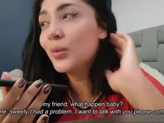 Martinasmith making her friend cumming in her mouth while she is on the phone with her boyfriend