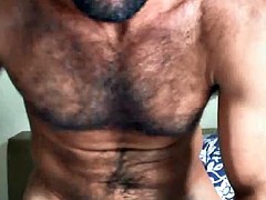 hairy guy stroking