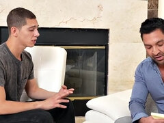 Mesmerized twink used by hunk with toys after seance