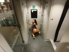 My Crazy Masturbation of Hairy Pussy in Public Train! Part1