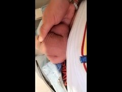 Twink with Fat Uncut Cock Piss at a Rest Stop Toilet