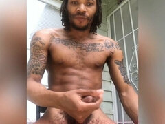 アフリカ人, アメリカ人, 手コキする, オナニー, アウトドア, 公共, 一人, タトゥー