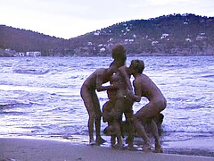 Strand, Blasen, Spermaladung, Flotter dreier, Vintage