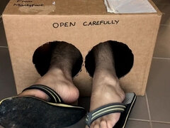 Surprise Delivery Series - Worn Out Flip Flops - Thongs - Big Male Feet to Worship - Manlyfoot
