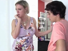Family Porn. Busty Step Mom Seduces Her Young Son - Brunette