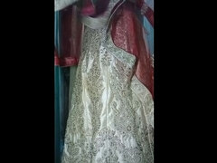 Indian Gay Crossdresser Gaurisissy XXX Sex in Golden Saree Pressing His Boobs and Fingering His Ass