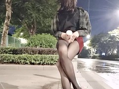 Masturbation in the middle of the road in a female form, had to help the drivers brother to jerk off and cum