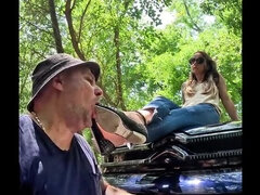 Amateur Foot Slave Licks Mistress Pointy Shoes Outdoor BDSM