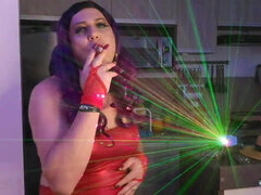 Holly Cox in Sexy Smoking Cigar with laser lights