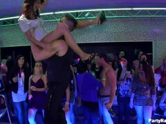 큰 가슴, 흑갈색 머리, 댄싱, 음경, 여자, 그룹, 하드코어, 스타킹