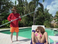 Tussi, Bikini, Blasen, Hundestellung, Schwarz, Hd, Natürlichen titten, Reiten