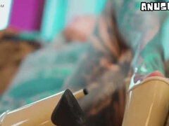 Dreadlocks Girl in High Heels Takes Rough Anal Gape and Facial Cumshot