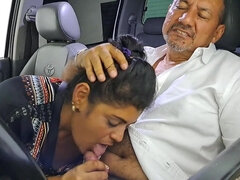 Aly Gives Him a Salivary Blowjob in the Car, She's the Best at Sucking Cock