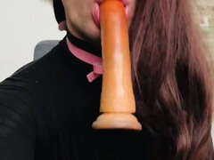 4K Full HD New Years Trans Throat Fuck with a Dildo