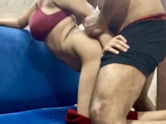 18, 素人, フェラチオ, カップル, インド人, 穴開きパンティ, ユニフォーム