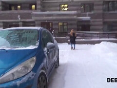 Rose Wild's shaved pussy gets ravaged by a debt-hungry dude in HD