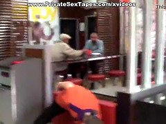 Amateur monster dick feeding cute bimbo in public toilet