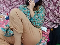XXX Desi Stepdaughter caught calling her boyfriend and getting fucked by her own stepdad