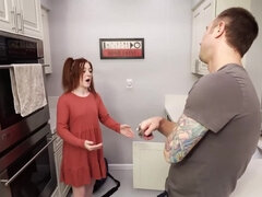 Petite redhead is viciously banged by a handyman