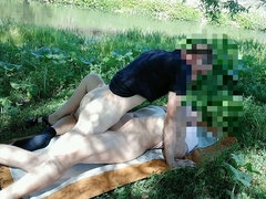 Sexy Bitch Doused with Sperm on the River Bank