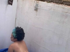 You Are My Neighbor and Are Sneaking Through Your Window Your Hot BBW Girl Next Door Is in the Pool Naked. She Knows You Are Wat