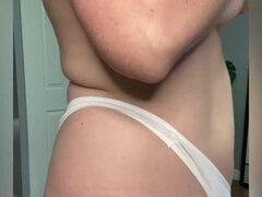 Showing off my curvy body wearing my white panties