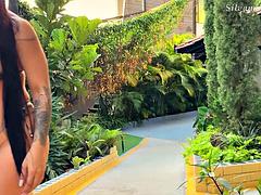 Silvana Lee seduces a lucky fitness guy with her spectacular sexy body in the pool