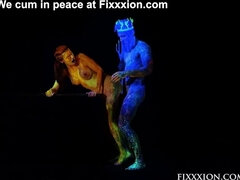 Raise of Gods - cosplay sex with busty glittered babe and Neptun