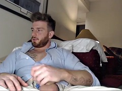 Straight guy strokes his huge hard cock on webcam