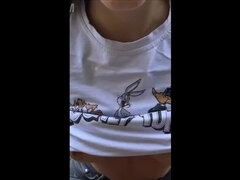 Risky Public Flashing with POV Blowjob in old tourist castle