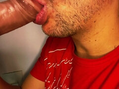Close up: the Best Milk Mouth for Your Dick! Sucking Cock Asmr, Tongue and Lips Blowjob