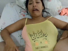 18 year old brunette big saggy tits from New York United States fucking her stepbrother's big dick mafi ah