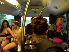 Tattooed Lesbians Fingering Fun On The Bus