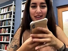 Russian cam girl shows her friend in the office and almost gets caught