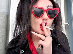 Sexy smoking fetish by Dominatrix Nika. Mistress smokes 2 cigarettes and blows smoke in your face. Sexy red lips