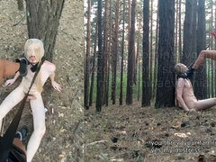 Domina Evgenia - My humiliated dog in the forest (2 angles at the same time, English subtitles)