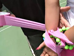 hot bondage sex on a tennis court with the hot marilyn scott