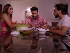 Indian best friend gets her big tits and ass covered in cum