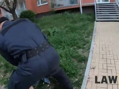 LAW4k. Innocent teen babe has her first sex lesson by strict security officer