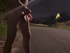 Horny trucker jerks off naked in public on the way home