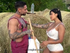 Mariana Martix Outdoor Cuckold Sex with Farmer Before Husband Comes - Latina MILF Fuck