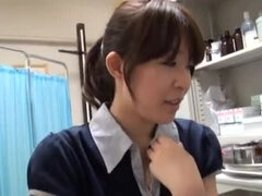 Sexy Japanese girl in a bank gets hectic