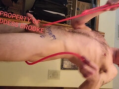 Popping My Asshole S Cherry With A Long Resistance Band - Masturbation