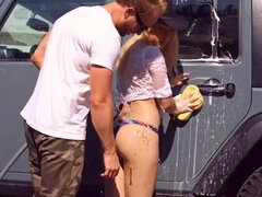 Duży tyłek, Blondynka, Samochód, Sperma, Hd