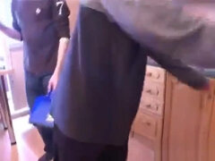 Friend`s mature mommy and young boys gangbang in kitchen