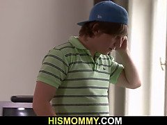 Horny mom licks her young ass and fingers pussy
