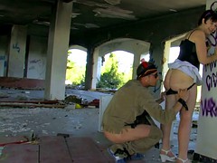 beautiful babe takes hot load in abandoned building.mp4