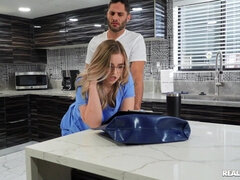 How To Nurse A Dick - blonde PAWG with monster boobs fucked in the kitchen w Codi Vore