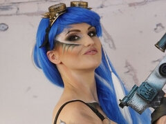 397 Barbara Bieber Blue Wig Fetish Warrior Girl